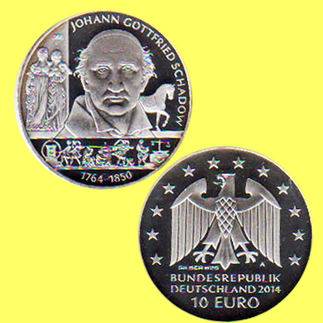  Offiz. 10 Euro-Silbermünze BRD *250. Geburtstag von Johann Gottfried Schadow* 2014 *PP*   