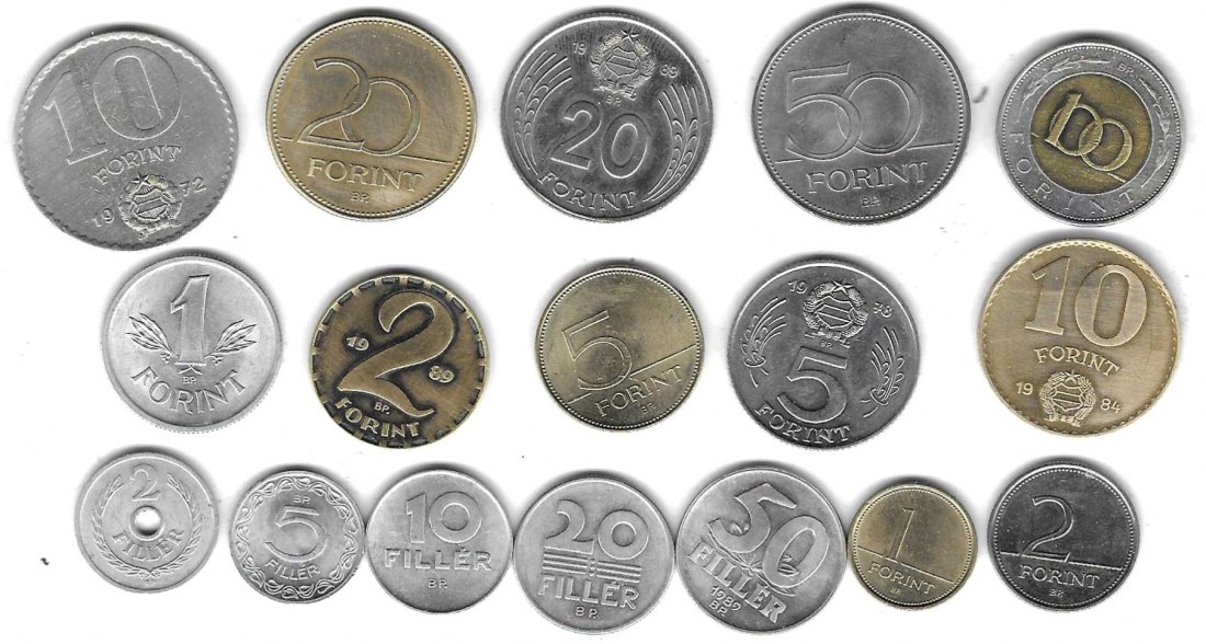  Ungarn Lot mit 17 Münzen, SS - Stempelglanz, Einzelaufstellung und Scan siehe unten   