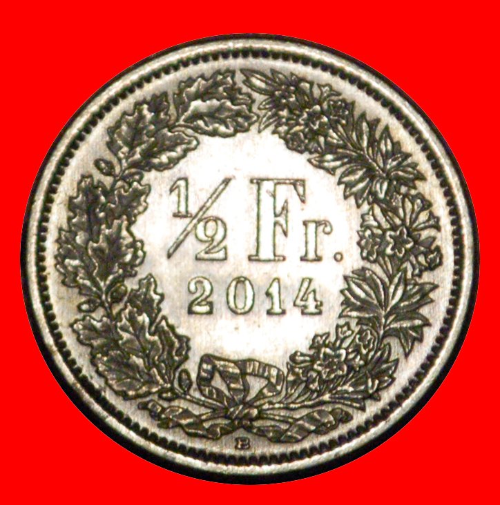 * WITHOUT STAR (1875-1982):SWITZERLAND★1/2 FRANC 2014B MINT LUSTRE! DISCOVERY★LOW START★ NO RESERVE!