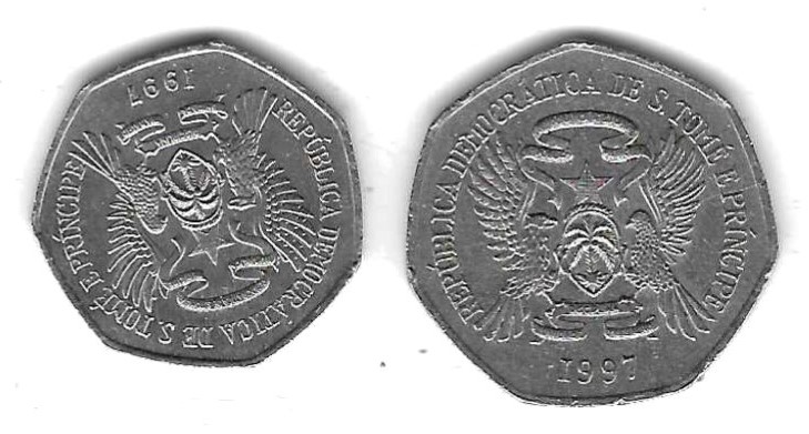  Sao Tome und Principe 1000 Dobras, 2000 Dobras je 1997, guter Erhaltungsgrad, siehe Scan unten   