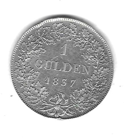 Bayern 1 Gulden 1837, Silber 10,6 gr. 0,900, fast Stempelglanz super erhalten, siehe Scan unten   