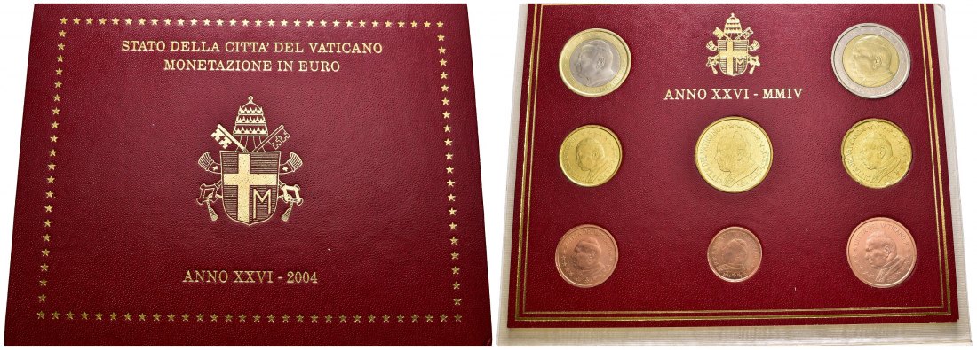 PEUS 7780 Vatikan In Originaleinband Euro-KMS (8 Münzen) 2004 Uncirculated