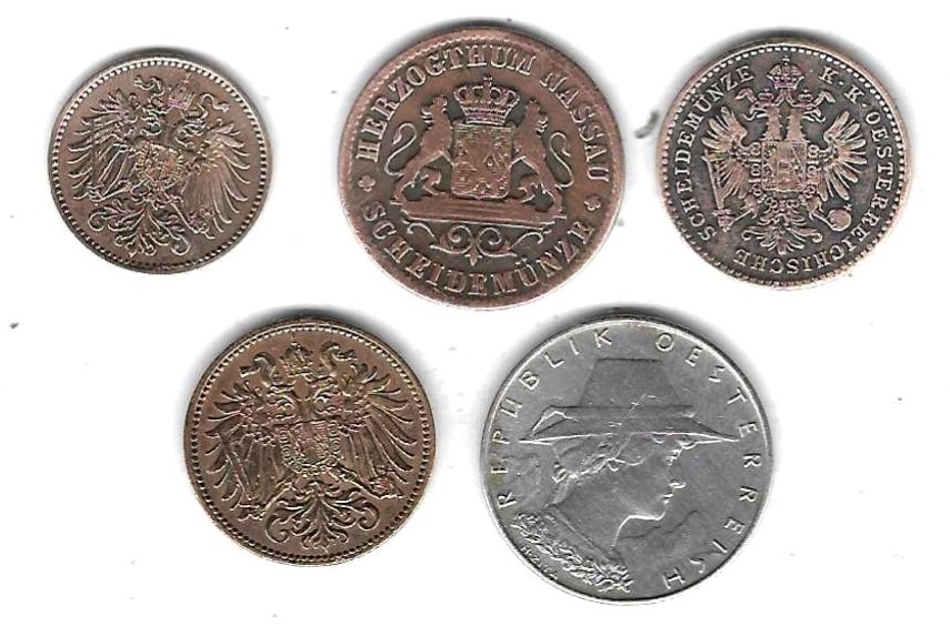  Österreich Lot 5 ältere Münzen, sehr guter Erhalt, Einzelaufstellung und Scan siehe unten   