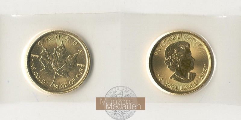 Kanada MM-Frankfurt Feingewicht: 7,78g Gold 10 Dollar Maple Leaf 2020 