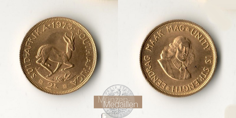 Süd Afrika MM-Frankfurt Feingewicht: 7,32g Gold 2 Rand 1973 