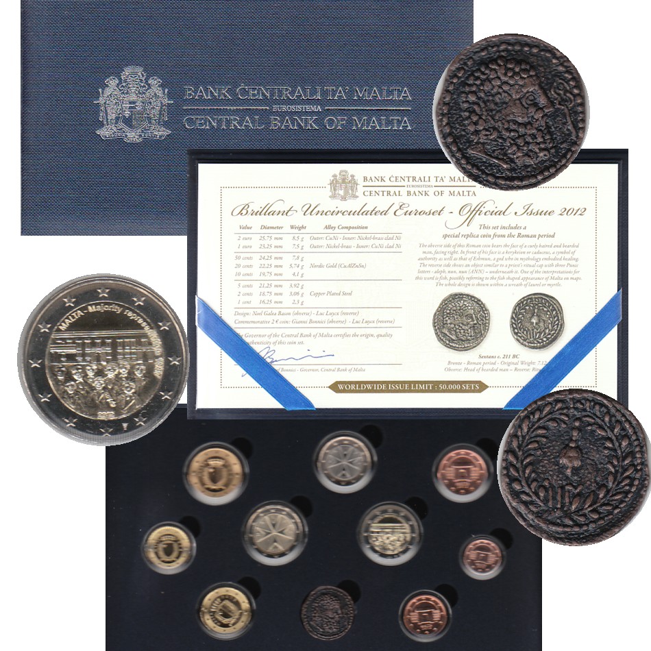  Offiz KMS Malta *Regierungsmehrheit* 2012 mit 2€-Sondermünze mit Mzz 9M nur 40.000St!   