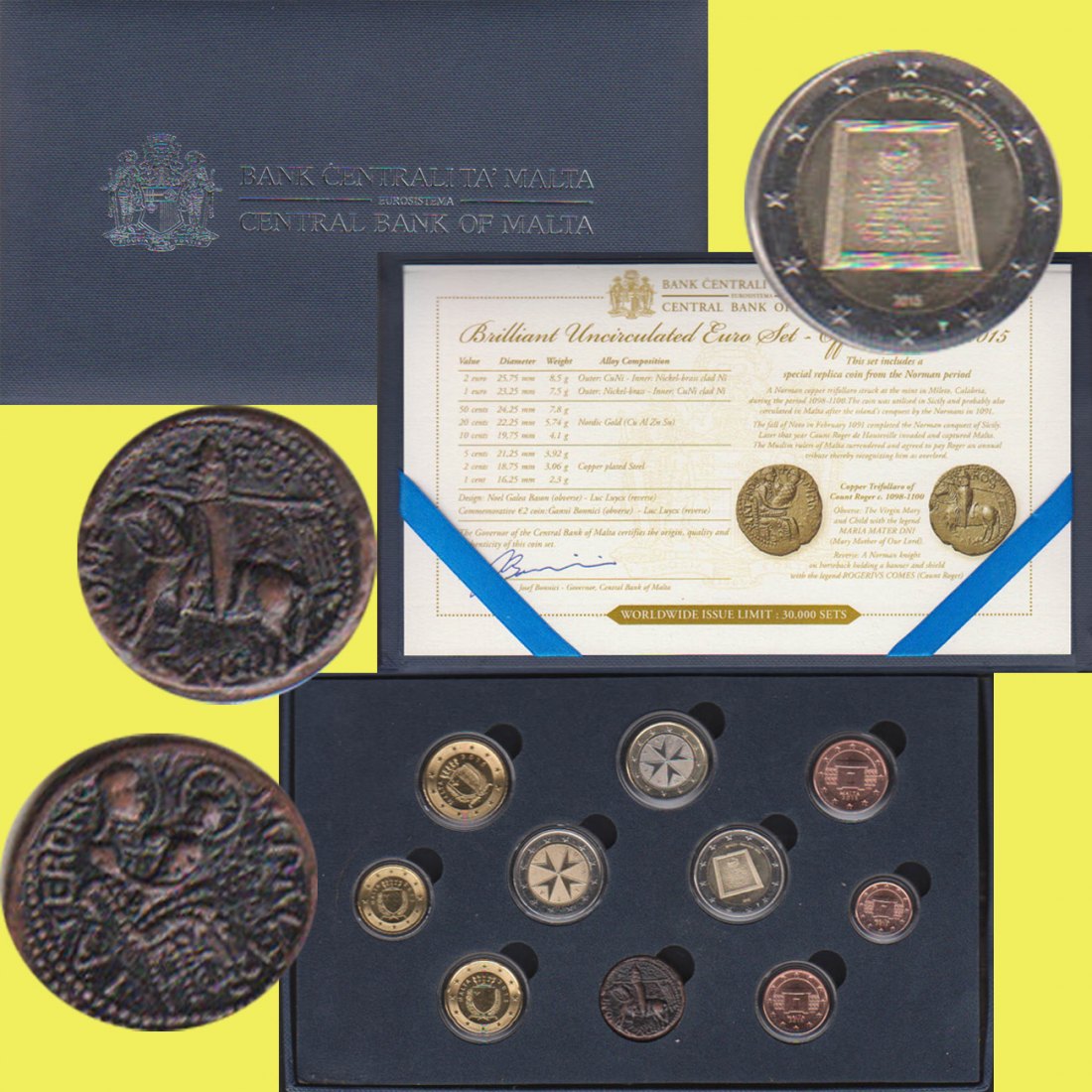  Offiz KMS Malta *Republik Malta* 2015 mit 2 €-Sondermünze mit Mzz 9M nur 30.000St!   