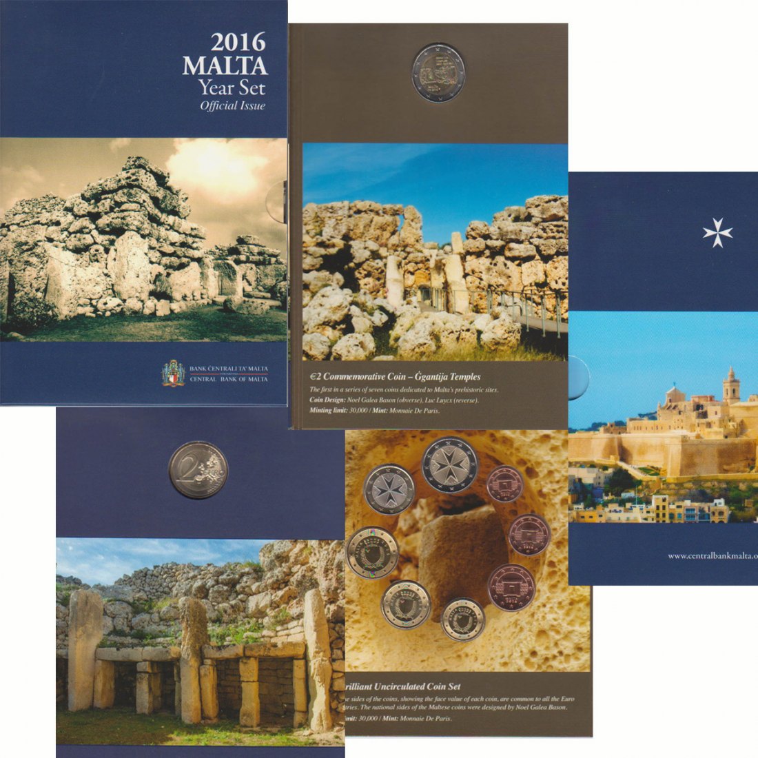  Offiz KMS Malta *Tempel Ggantija* 2016 mit 2 €-Sondermünze 9M mit Mzz *F* nur 30.000St!   