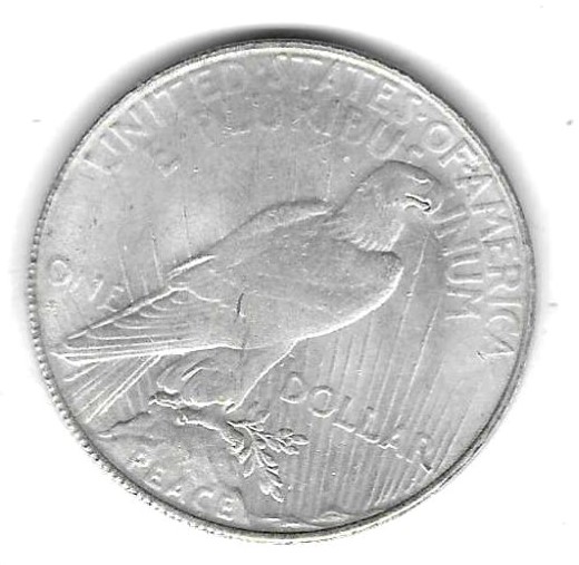  USA 1 Peace-Dollar 1921, Silber 26,73 gr. 0,900, Stempelglanz kaum Kratzer, siehe Scan unten   