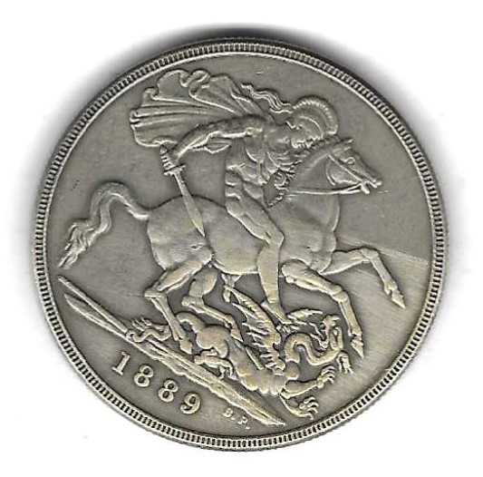  Großbritannien 1 Crown 1889, Silber 28,28 gr. 0,925, sehr gut erhalten, siehe Scan unten   