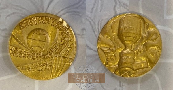 Russland Medaille, Apollo-Sojus MM-Frankfurt   Feingold: 31,1 g  1975 ММД 