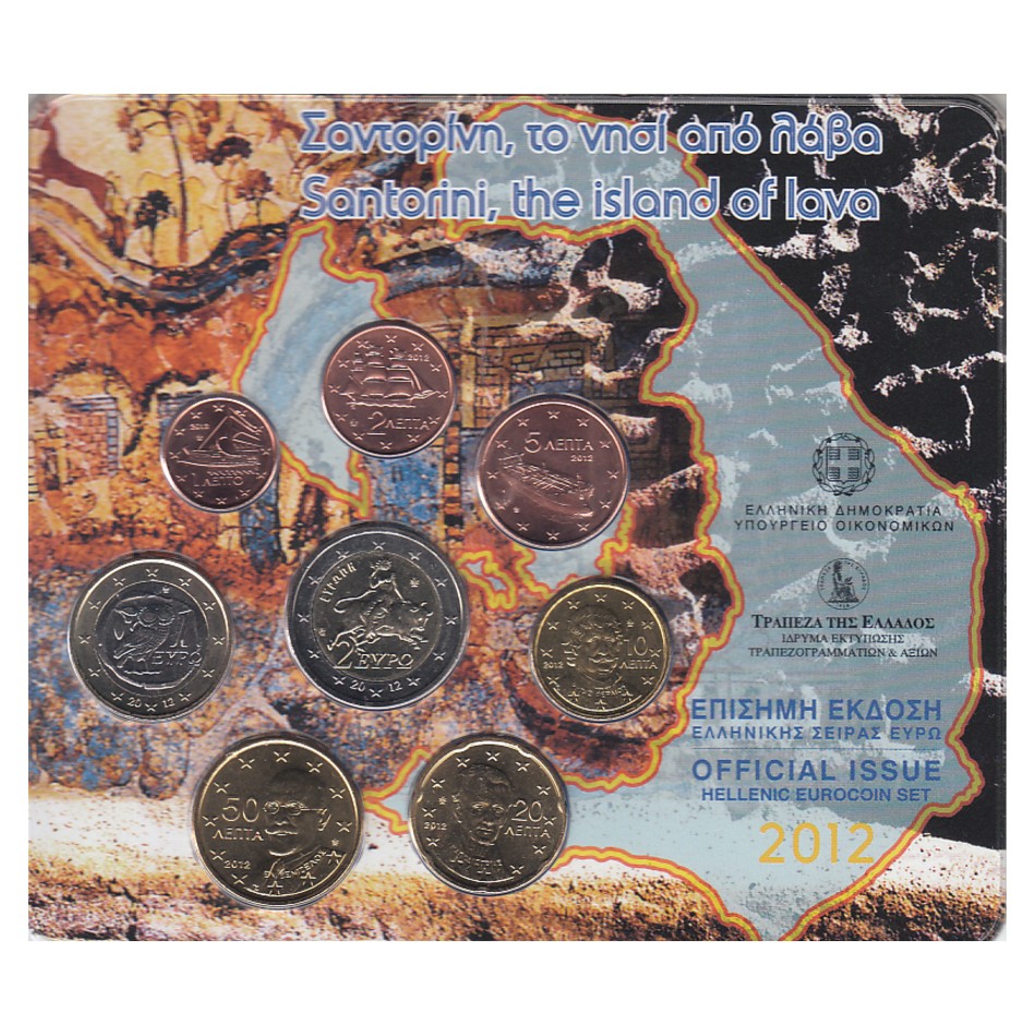  Offiz. KMS Griechenland *Santorini* 2012 5 Münzen nur in den offiz. Foldern nur 20.000St!   