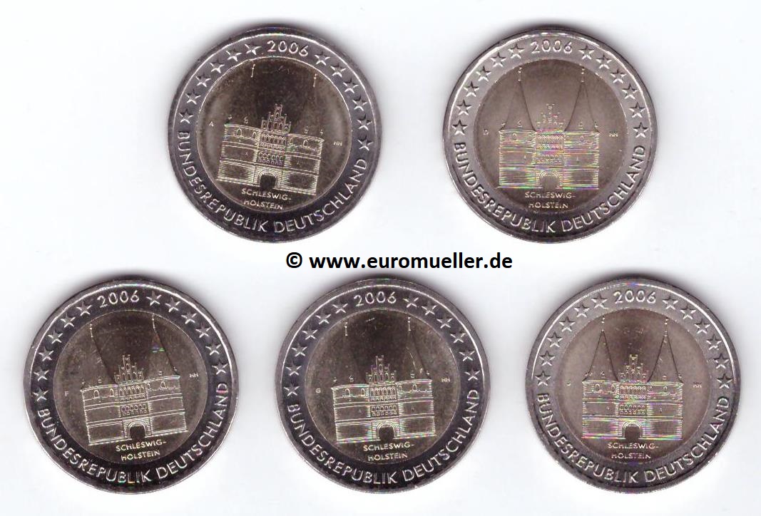 Deutschland alle 5...2 Euro Sondermünzen 2006...Schleswig-Holstein   