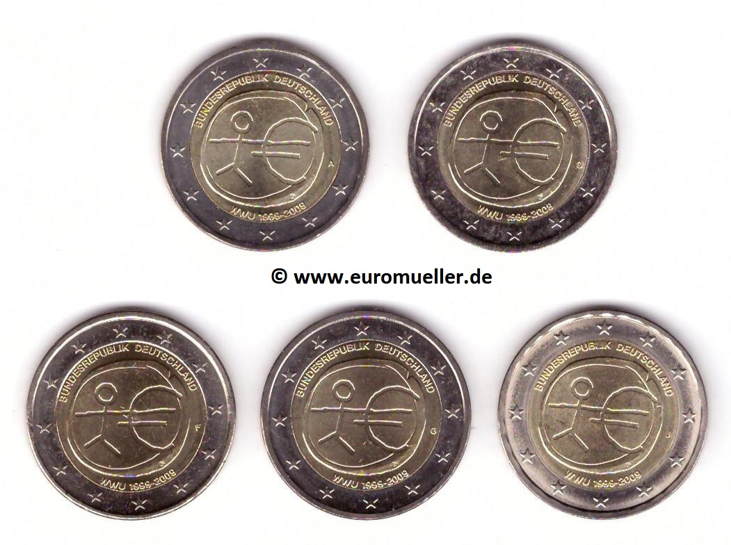 Deutschland ...5x...2 Euro Sondermünze 2009...WWU   