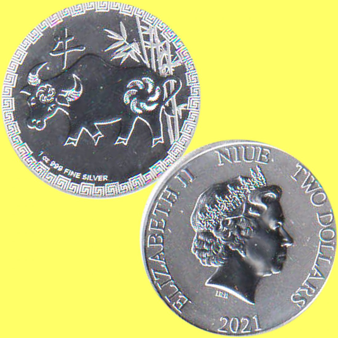  Niue 2$ Silbermünze *Lunar - Jahr des Ochsen* 2021 1oz Silber   
