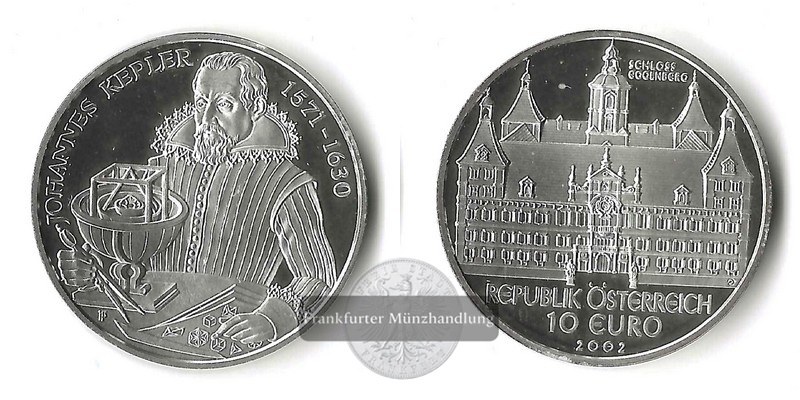  Österreich, 10 Euro 2002   Schloss Eggenberg  FM-Frankfurt  Feinsilber: 16g   