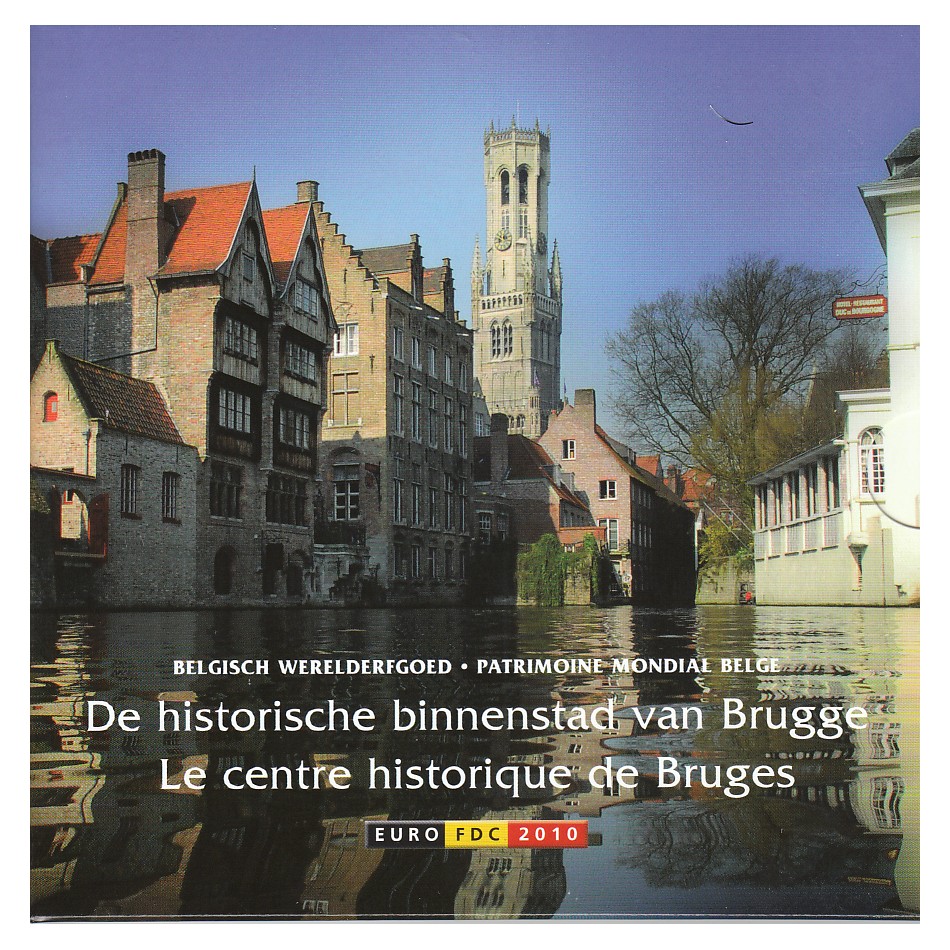  Offiz. KMS Belgien *Altstadt von Brügge* 2010 2 Münzen nur in offiz Foldern   