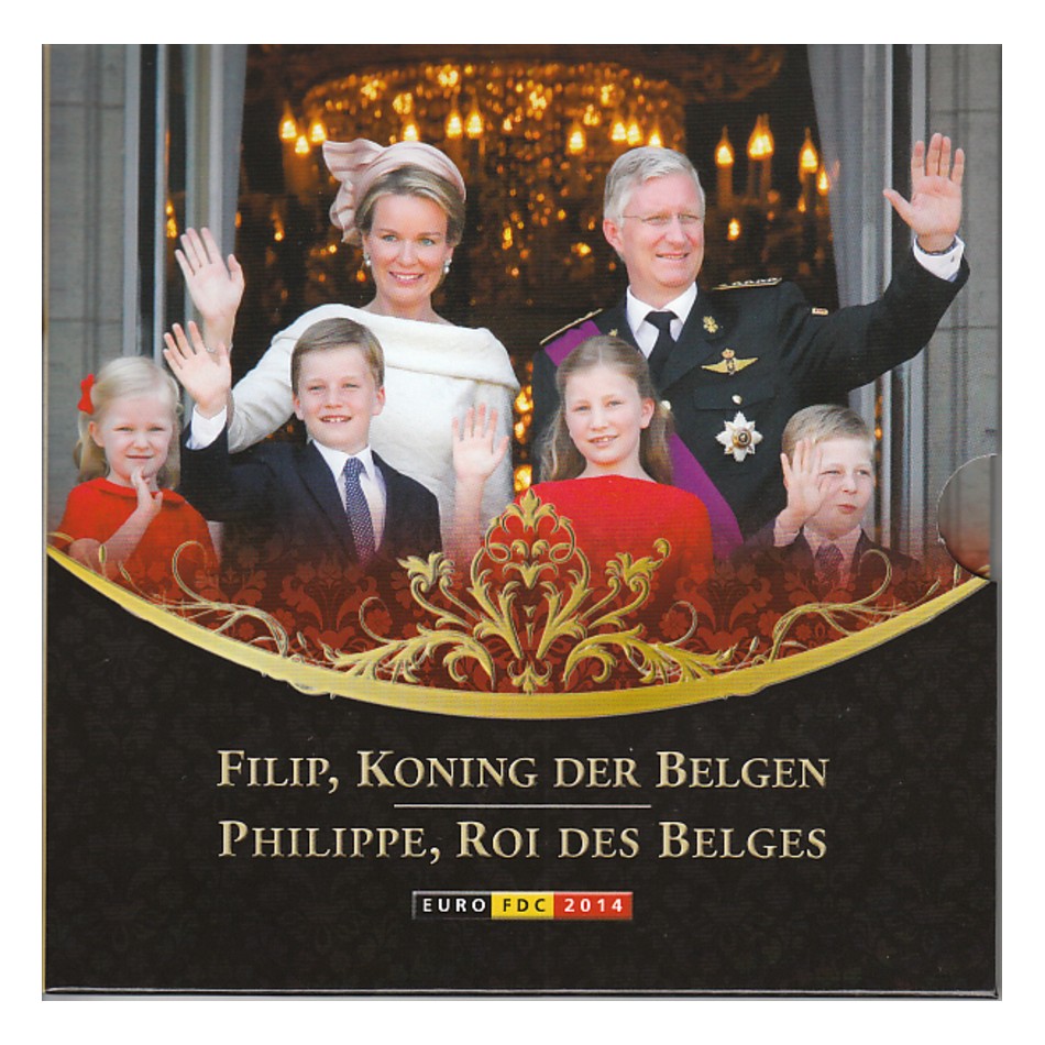  Offiz. KMS Belgien *Thronbesteigung König Philippe* 2014 4 Münzen nur in offiz Foldern   