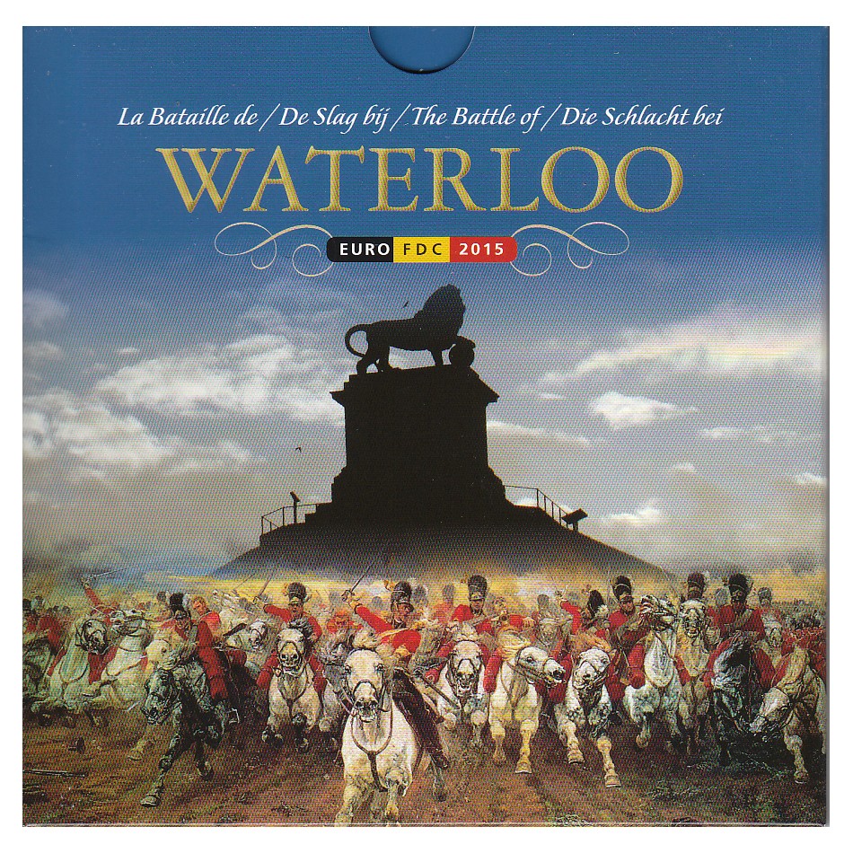 Offiz. KMS Belgien *Waterloo* 2015 9 Münzen 2,5€ Sonderm. 3 Münzen nur in offiz Foldern   