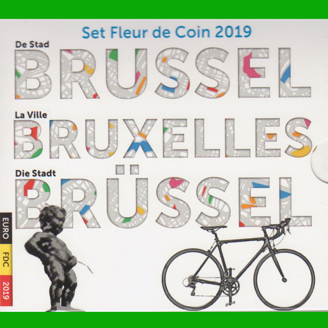  Offiz. KMS Belgien *Brüssel* 2019 10 Münzen 2x2,5€ Sonderm. 3 Münzen nur in offiz Foldern   