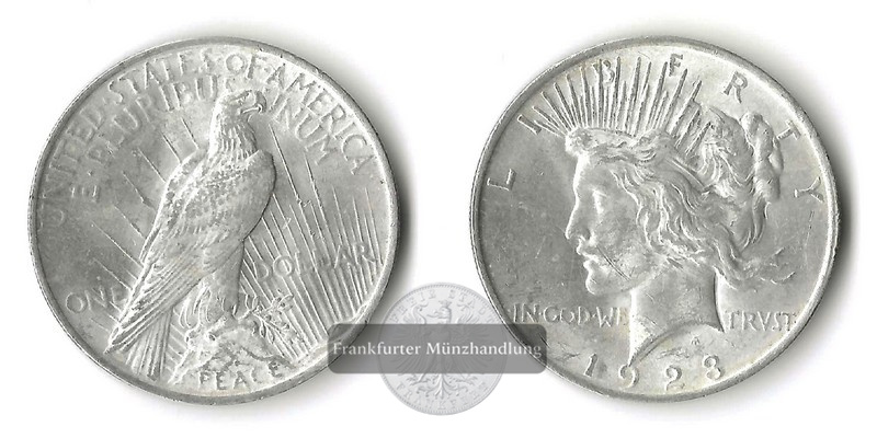  USA,  1 Dollar  1923  Peace Dollar    FM-Frankfurt    Feinsilber: 24,06g   