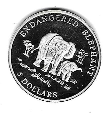 Liberia 5 Dollars 2000, Silber 8,54 gr. 0,999, makellose Polierte Platte, siehe Scan unten