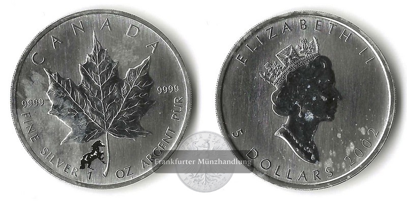  Kanada  5 Dollar  2002   Maple Leaf  Privy Mark  FM-Frankfurt   Feinsilber: 31,1g   