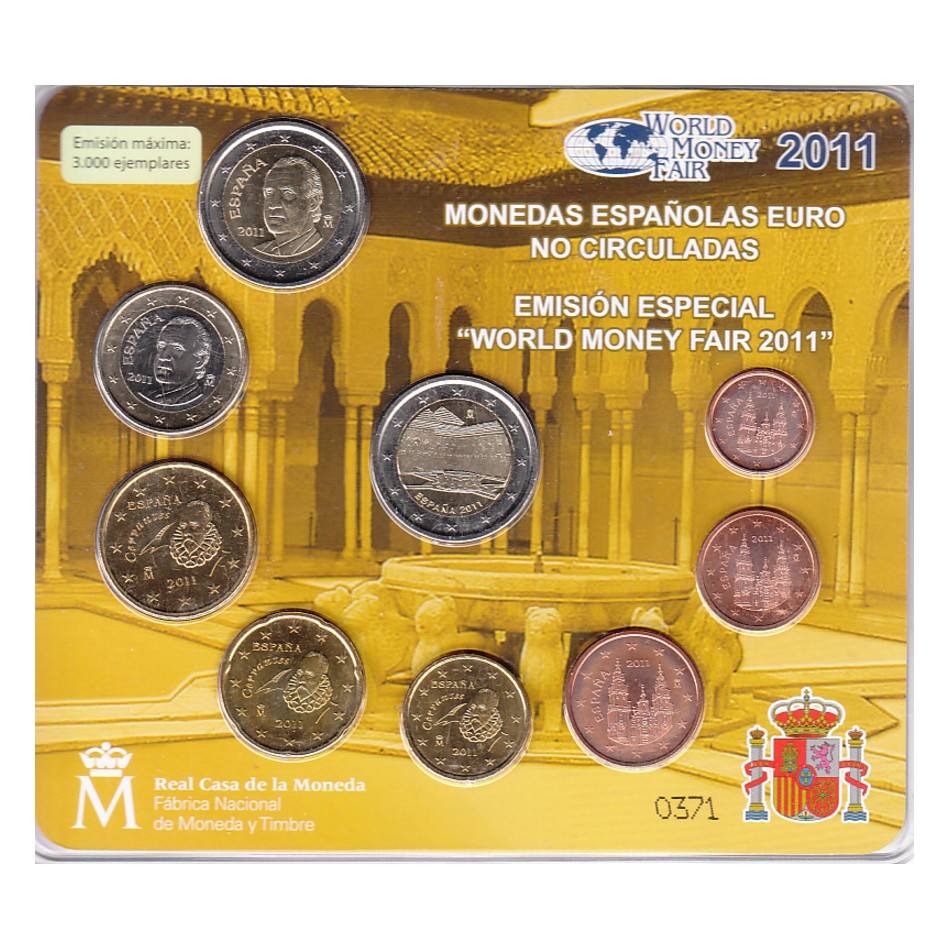  Offiz S-KMS Spanien *World Money Fair Berlin* 2011 mit 2 €-Sondermünze 9M nur 3.000St!   
