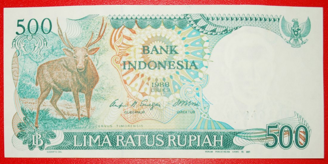  * DEER: INDONESIA ★ 500 RUPIAH 1988! UNC CRISP!  LOW START ★ NO RESERVE!   
