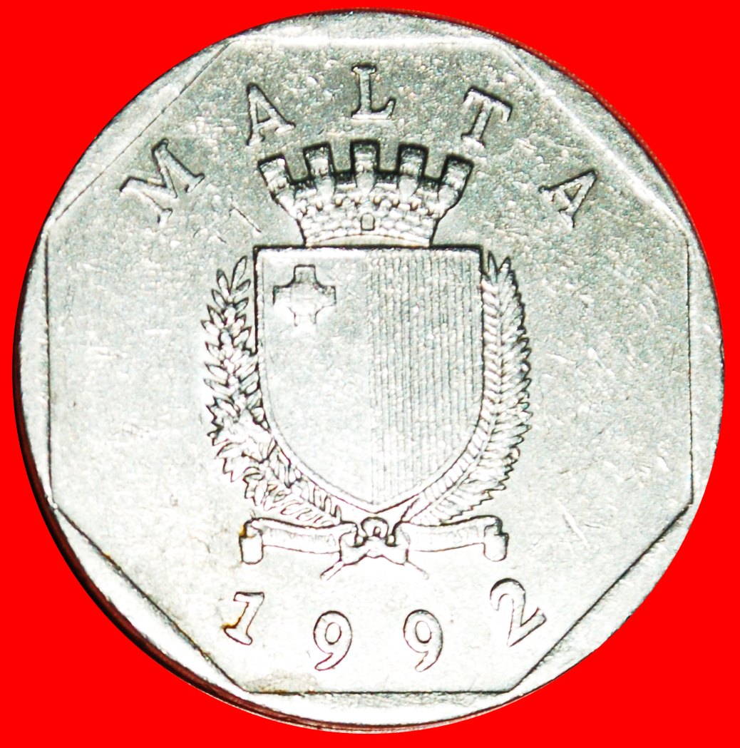  * SHIELD WITH CROSS (1991-2007): MALTA★ 50 CENTS 1992! LOW START ★ NO RESERVE!   