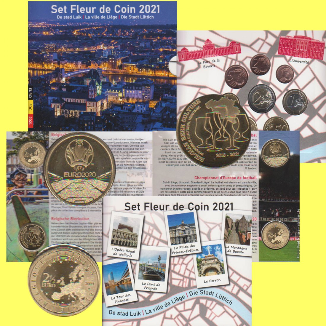  Offiz. KMS Belgien *Die Stadt Lüttich* 2021 10 Münzen mit 2x 2,5€ Sonderm. nur 7.500 Stück!   