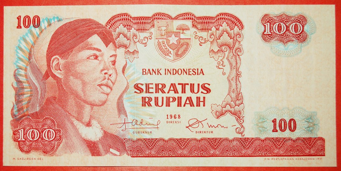  * SHIPS AT PORT: INDONESIA ★ 100 RUPIAH 1968! CRISP! LOW START ★ NO RESERVE!   