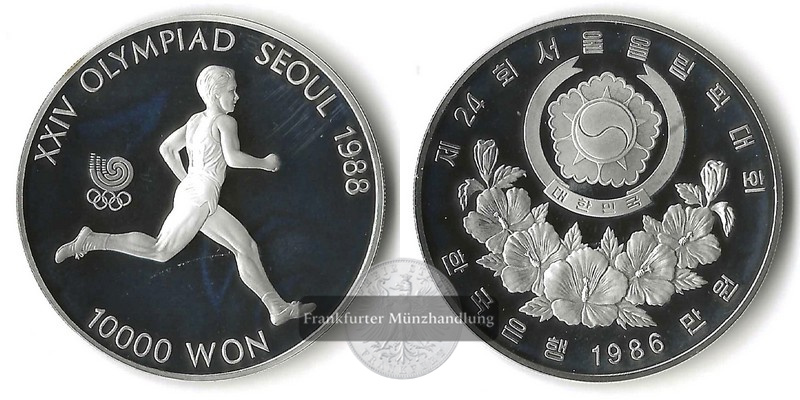  Süd-Korea  10000 Won  1986  Olympics Seoul '88   FM-Frankfurt  Feinsilber: 31,1g   