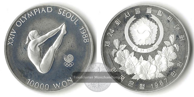  Süd-Korea  10000 Won  1987  Olympische Spiele   FM-Frankfurt  Feinsilber: 31,1g   