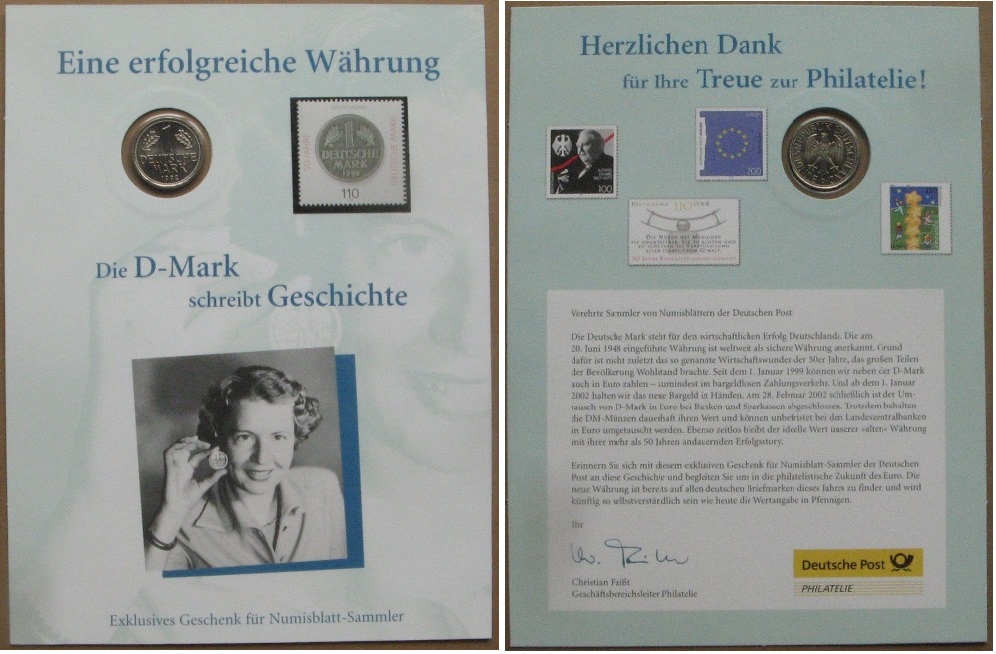  1998, Germany,Numisblatt: „A successful currency - the D-Mark writes history”   