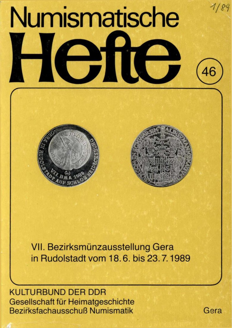  DDR Numismatische Hefte 46 (1989) Medaillen, Plaketten, Abzeichen, Ehrengaben und Auszeichnungen DDR   