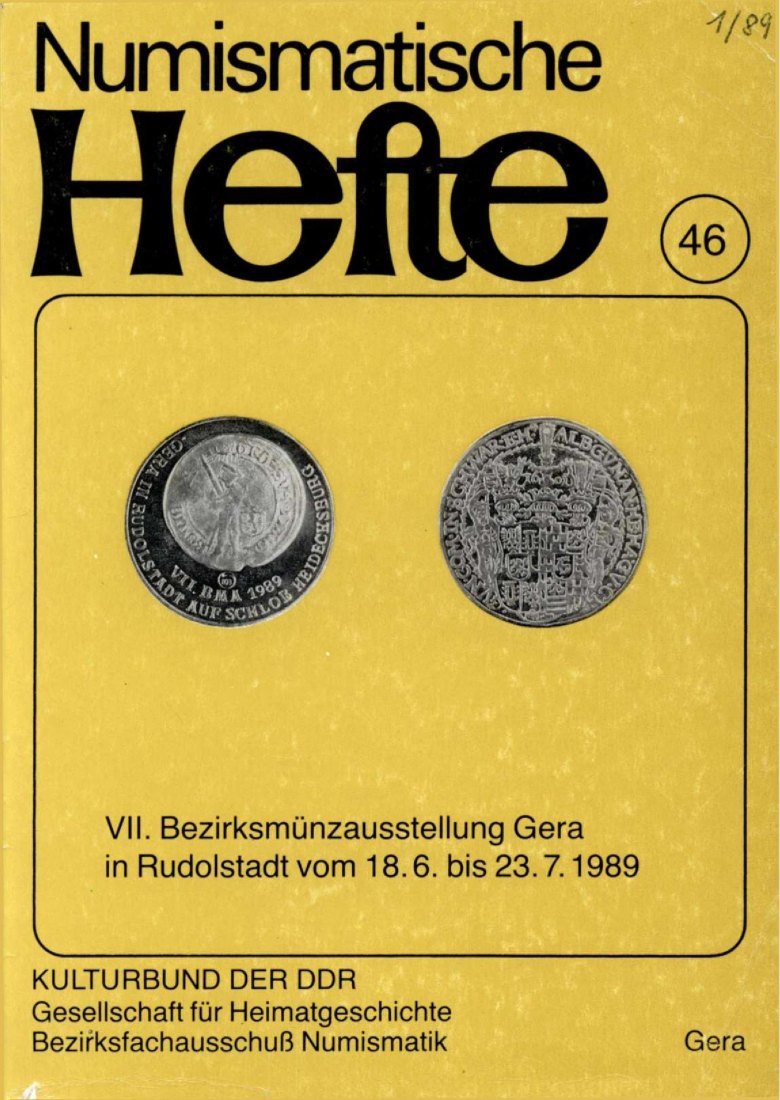 DDR Numismatische Hefte 46 (1989) Medaillen, Plaketten, Abzeichen, Ehrengaben und Auszeichnungen DDR