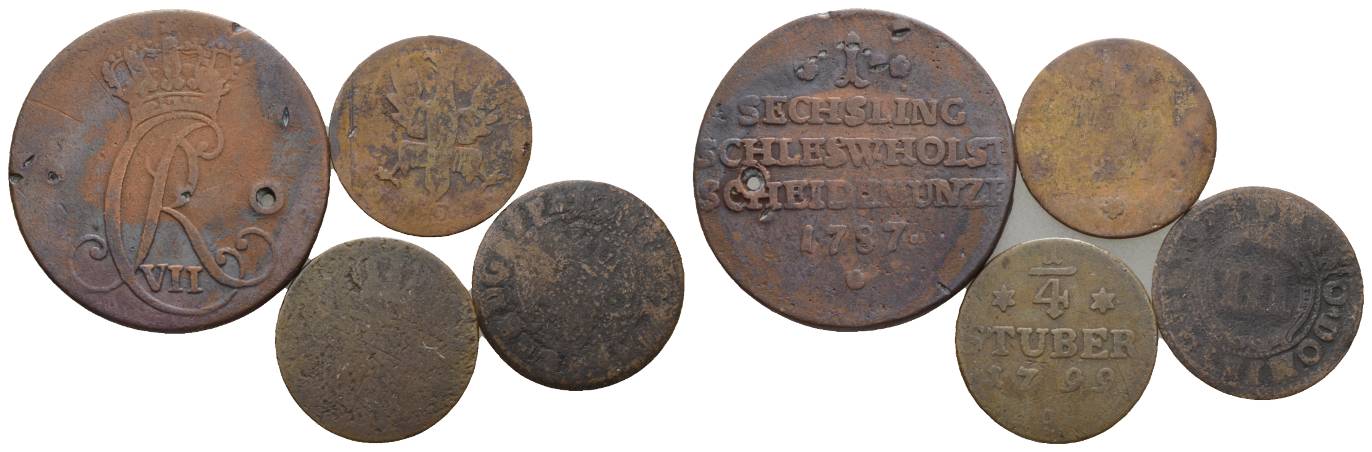  Altdeutschland; 4 Kleinmünzen   