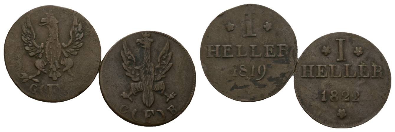  Altdeutschland; 2 Kleinmünzen 1819/1822   