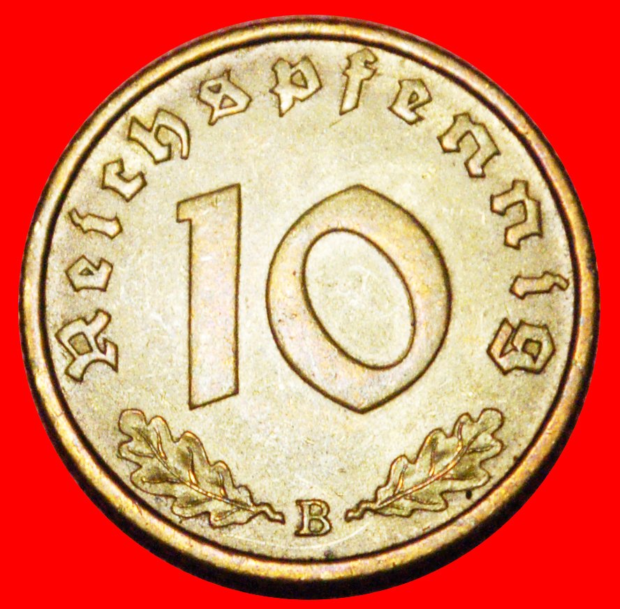  * SWASTIKA (1936-1939): GERMANY AUSTRIA★ 10 PFENNIG 1938B UNC MINT LUSTRE! ★LOW START ★ NO RESERVE!   