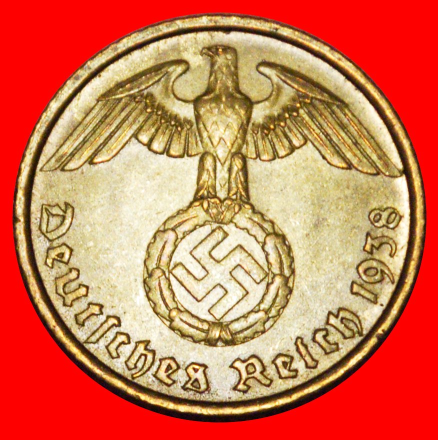  * SWASTIKA (1936-1939): GERMANY AUSTRIA★ 10 PFENNIG 1938B UNC MINT LUSTRE! ★LOW START ★ NO RESERVE!   