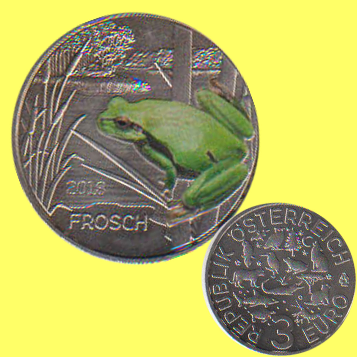  Offiz. 3 Euro-Farbmünze Österreich *Tiertaler - Frosch* 2018 Nachtaktive Münzen   