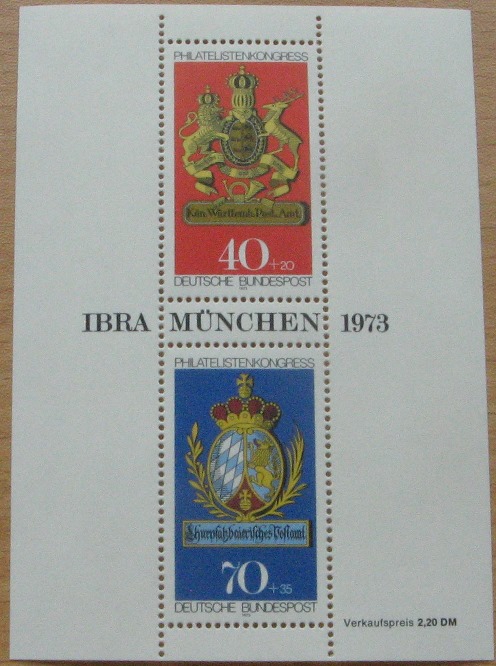  1973, Deutschland, Briefmarkenbogen: Briefmarkenausstellung IBRA München '73, MHN   