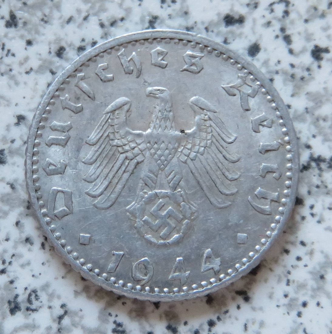  Drittes Reich 50 Reichspfennig 1944 F, besser   