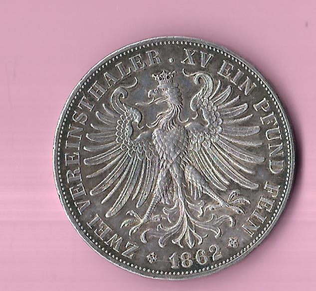  Doppelthaler Frankfurt 1862 Frank Maurer Koblenz J837   