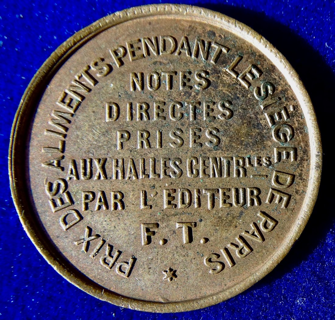  Frankreich 1871 Inflation bei der Belagerung von Paris Token Medaille   