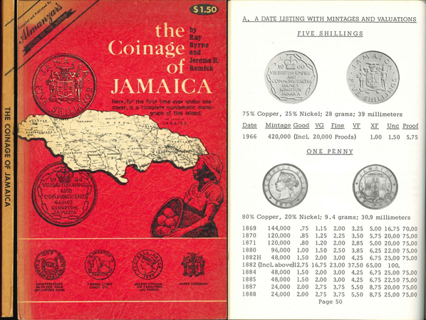  Ray Byrne & Jerome H. Remick; The Coinage of Jamaica; San Antonio, Taxas 1966   