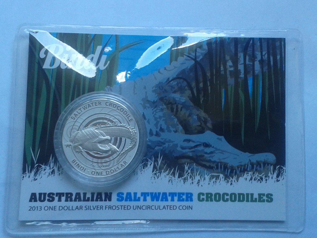 Original 1$ 2013 Australien Salzwasserkrokodil Bindi im Folder/Blister 1 Dollar 2013 saltwater   