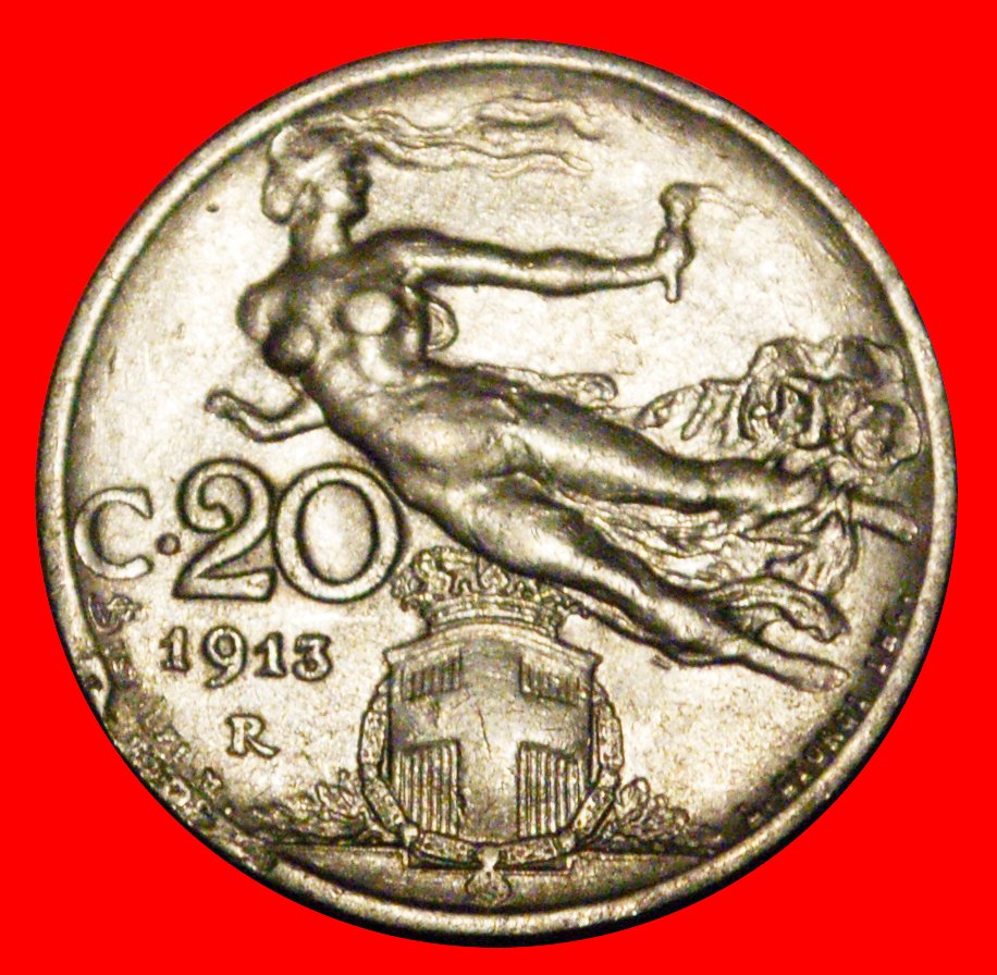  * FLYING TORCH (1907-1935): ITALY ★ 20 CENTESIMOS 1913R! DISCOVERY COIN! LOW START ★ NO RESERVE!   