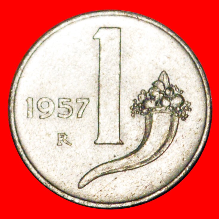 * CORNUCOPIA (1951-2001): ITALY ★ 1 LIRA 1957R MINT LUSTRE! LOW START ★ NO RESERVE!